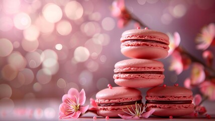 French food. macaroons on a beautiful background. selective focus. Generative AI