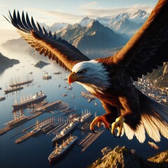 Hyper-Realistic 3D Eagle Flight: 16K Ultra Photorealistic Rendering