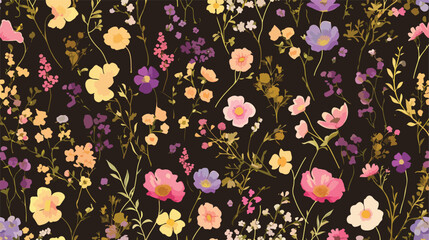 Botanical seamless pattern with blooming garden flo