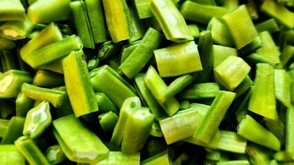 beans background, closeup of green beans, fresh vegetables, healthy food