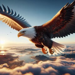 Hyper-Realistic 3D Eagle Flight: 16K Ultra Photorealistic Rendering