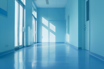Hospital interior blue background