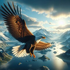 Hyper-Realistic 3D Eagle Flight: 16K Ultra Photorealistic Rendering