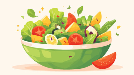 Bowl of tasty salad made of fresh exotic fruits iso