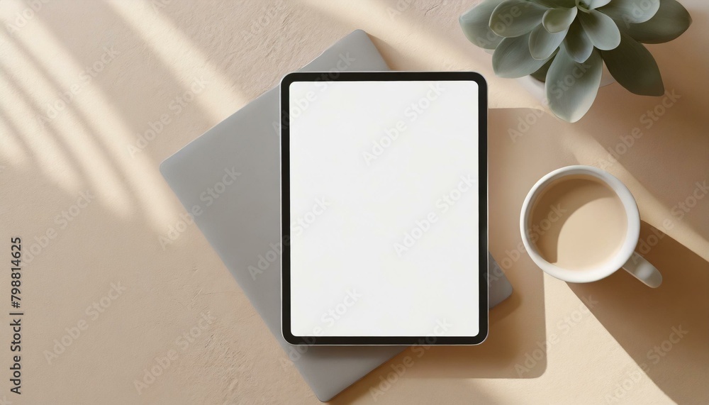 Poster tablet mockup for application presentation, web design or user interface design - template for repre