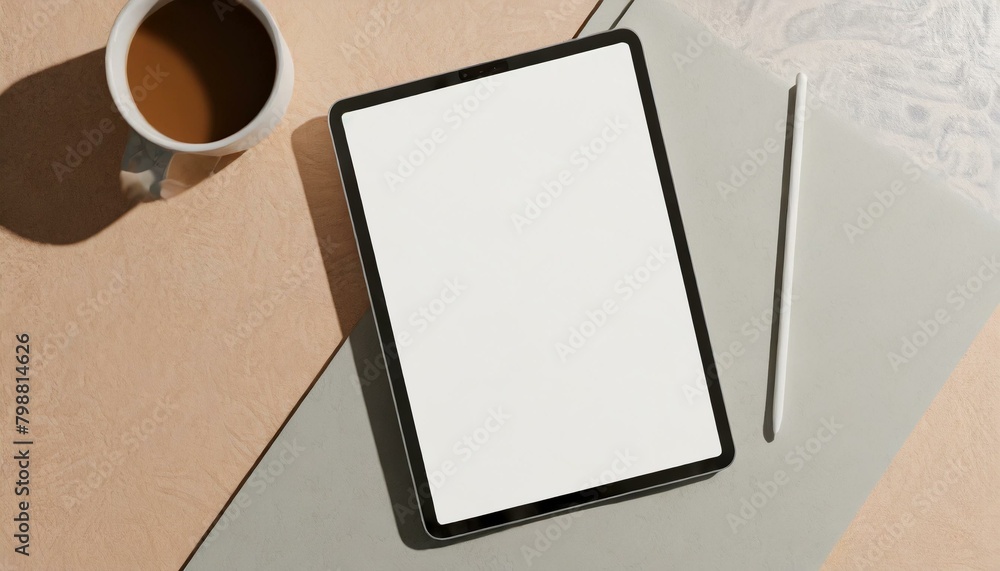 Poster tablet mockup for application presentation, web design or user interface design - template for repre