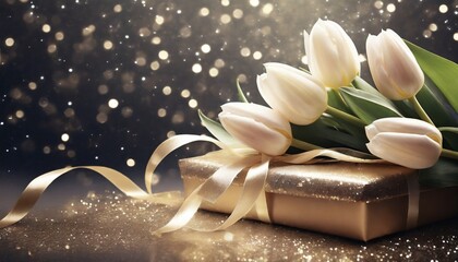 チューリップの花束とプレゼント
