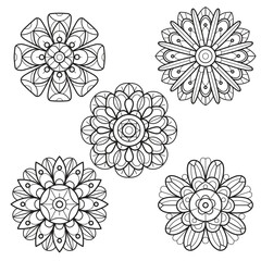 Summer flower pattern hand drawn for adult coloring book