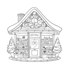 vector illustration coloring book christmas giftshop. Vector illustration