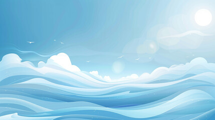 Vector Style Minimal Wave Design in Sky Blue, Sleek and Elegant.