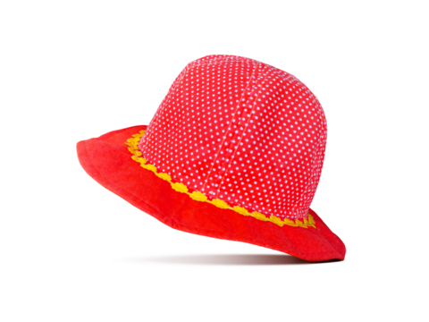 red children's bucket hat PNG transparent