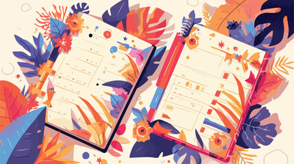 Bundle of month and weekly planner templates with b
