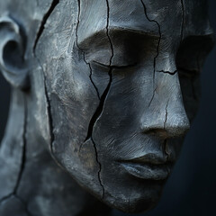 The abstract man, focus on the face, hopeless and sad - obrazy, fototapety, plakaty