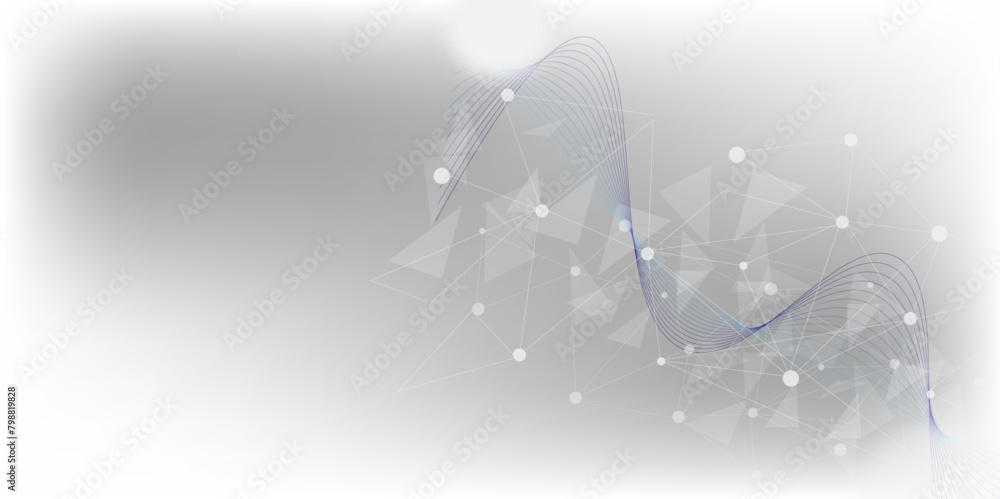 Poster Vectors Grey graphic background dots with connections technologies and sharing data as abstract concept.