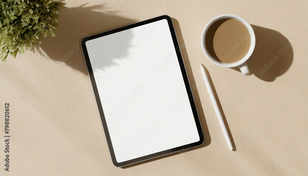 Poster tablet mockup for application presentation, web design or user interface design - template for repre