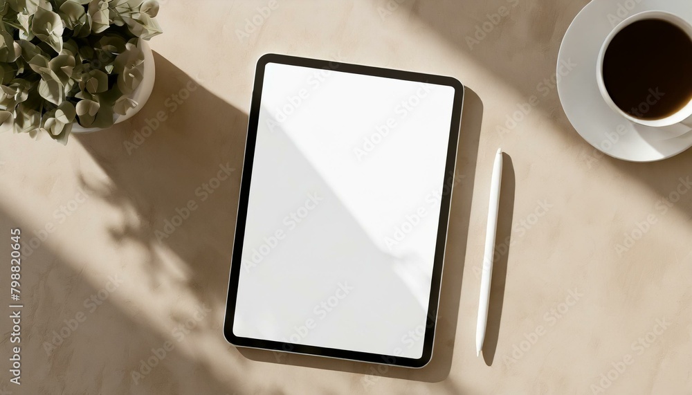 Poster tablet mockup for application presentation, web design or user interface design - template for repre