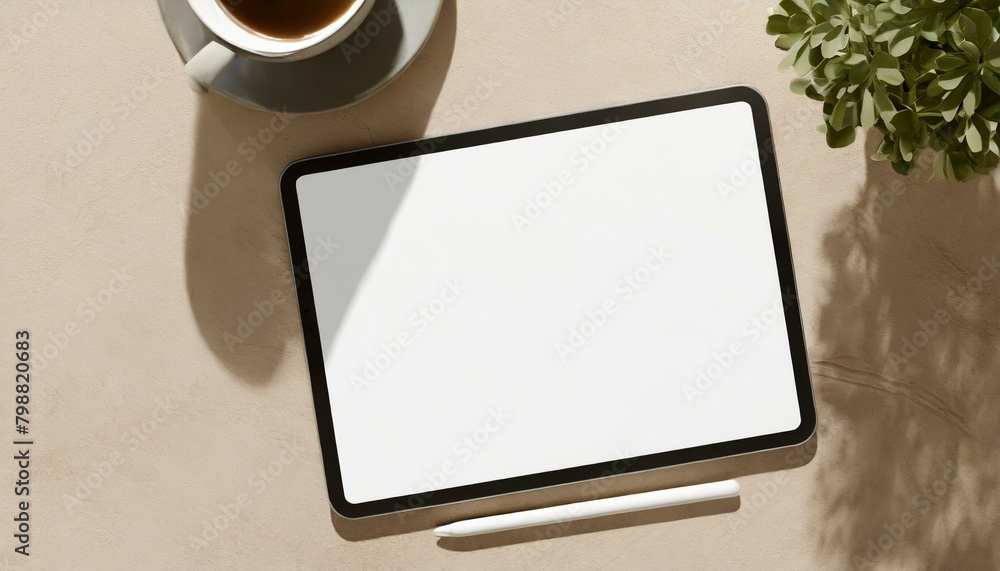Poster tablet mockup for application presentation, web design or user interface design - template for repre