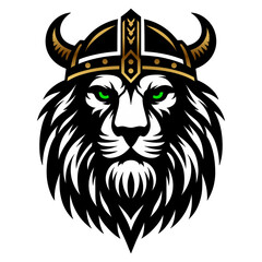 Embrace Norse mythology with this bold Viking lion silhouette vector. Blending a fierce lion with Viking motifs, this artwork epitomizes strength and regality in a minimalistic design.