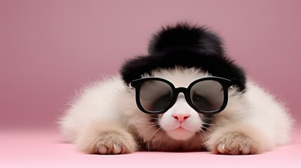 Adorable panda wearing sunglasses and hat UHD WALLPAPER