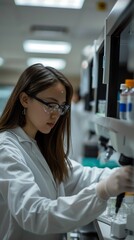 Fototapeta premium Researchers using nanotechnology to develop new drug delivery systems in a stateoftheart science lab