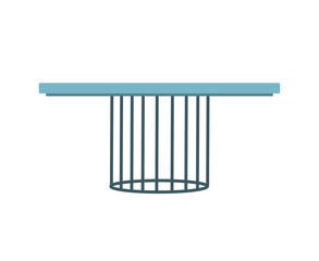 The table is round Scandinavian style. A wooden table. Vector illustration of a flat style Modern room interior