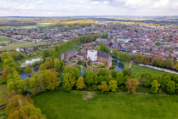 Huis Berg castle manor seen from above in Dutch province of Gelderland seen from above. Medieval...