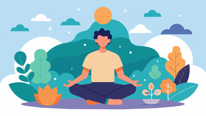A person in a yoga pose surrounded by calming nature scenes representing the mental relaxation achieved with optimized brain waves..