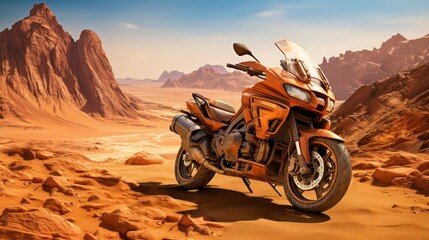 Adventure motorcycle in the desert UHD WALLPAPER