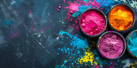 Beautiful Happy Holi Festival Colorful Gulal With Powder Color