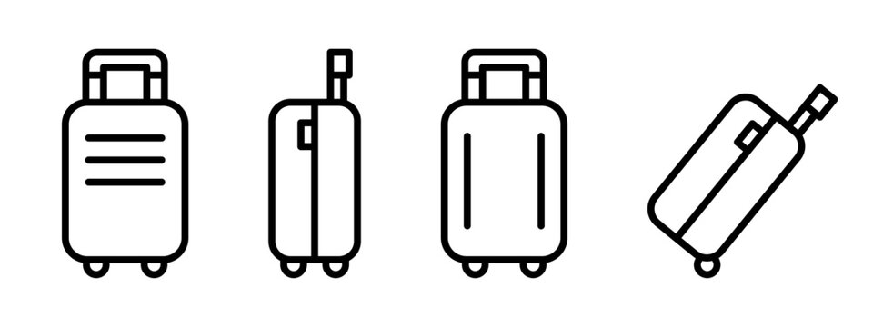 Suitcase icon set. Travel bag vector symbols. Trip baggage illustration isolated.