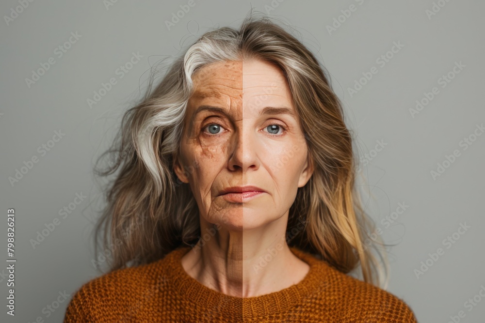 Poster anti aging cosmetics foster transitions in exploration of fine lines reduction, showcasing visual re