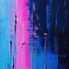 Oil painting. Vertical brushstrokes of blue and pink.