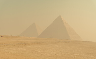Fototapeta na wymiar Pyramids of Giza Travel Backgrounds