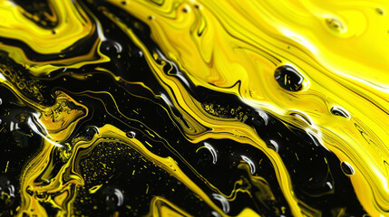 Fluid Art in Vivid Yellow and Soft Black