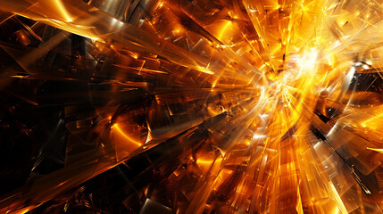 Abstract Technological Art in Charcoal and Radiant Amber.
