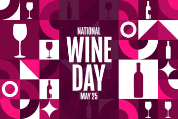 National Wine Day. May 25. Holiday concept. Template for background, banner, card, poster with text inscription. Vector EPS10 illustration. - Powered by Adobe