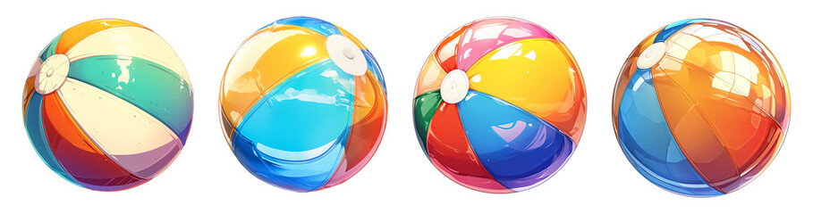 Beach ball isolated, PNG set, Illustration