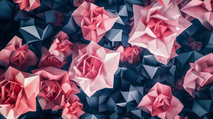 Abstract Navy and Rose Pink Polygon Patterns