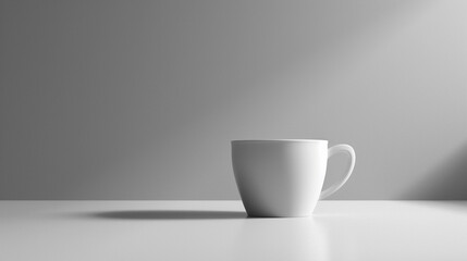 Fototapeta premium Minimalist White Ceramic Cup on a Clean Surface with Soft Lighting