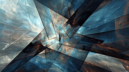 Tech-Inspired Abstract Art in Sky Blue and Dark Brown