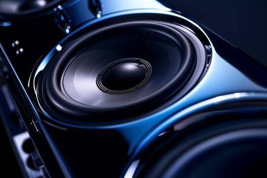 High-End Sound System on Dark Background. Sleek and Modern Design Premium Audio Equipment. 