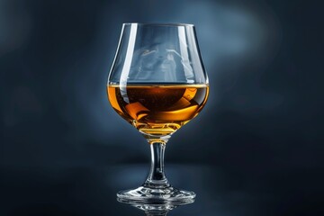 Cognac Glass on Dark Background. Sleek and Modern Design Crystal Glassware. 