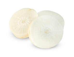 sliced Radish isolated on white background ,include clipping path