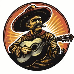 Man Playing Guitar With Mustache