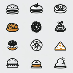 Baker icon set simple design white background