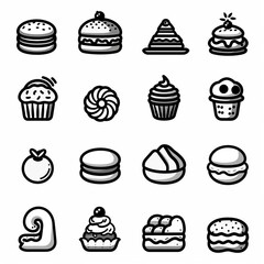 Baker icon set simple design white background