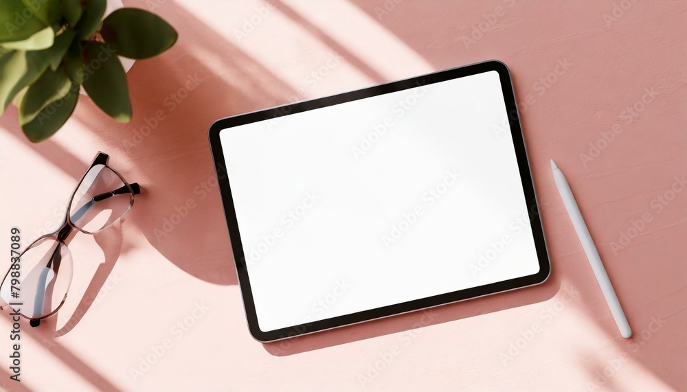 Poster tablet mockup for application presentation, web design or user interface design - template for repre
