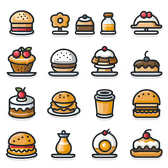 Baker icon set simple design white background