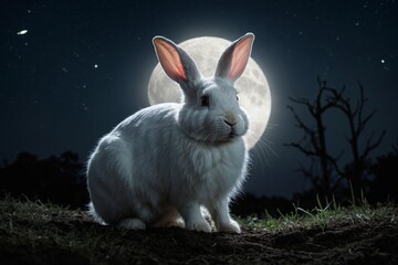 An image of a Rabbit in Night