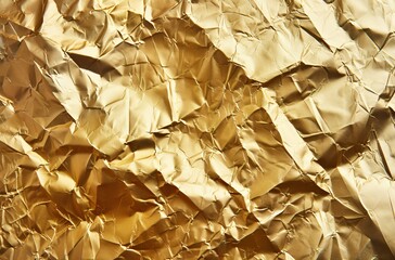 Abstract background with golden crumpled paper texture 